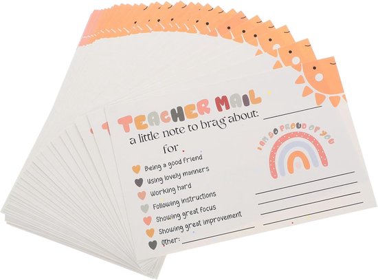 50stuks Regenboog Motivatiekaarten Voor Leraren Positieve Postkaarten Voor Ouders Klascroom Incentives Voor Kleuterschool Basisonderwijs
