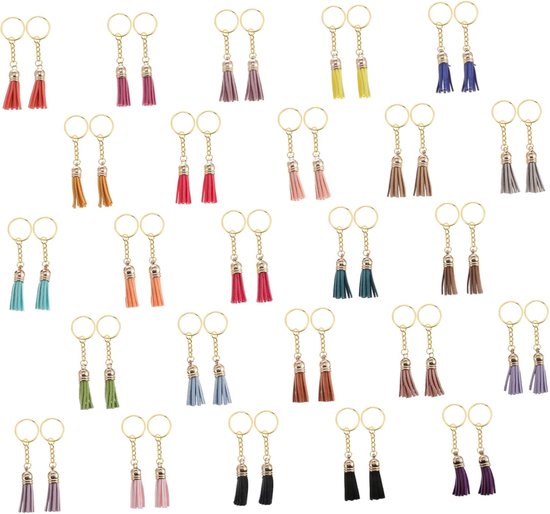 50stuks Unieke Tassel Sleutelhanger Pendants Van Leer Kleurrijke Tassels Voor Sleutelhangers Handtassen Decoratie