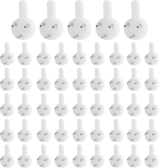 55 stuks witte onzichtbare hardwandhaken, wandhaken zonder boren, spoorloze wandfotohaken, zonder resten achter te laten, gipsplaten fotohaken, naadloze kunststof haken, wandspijkers