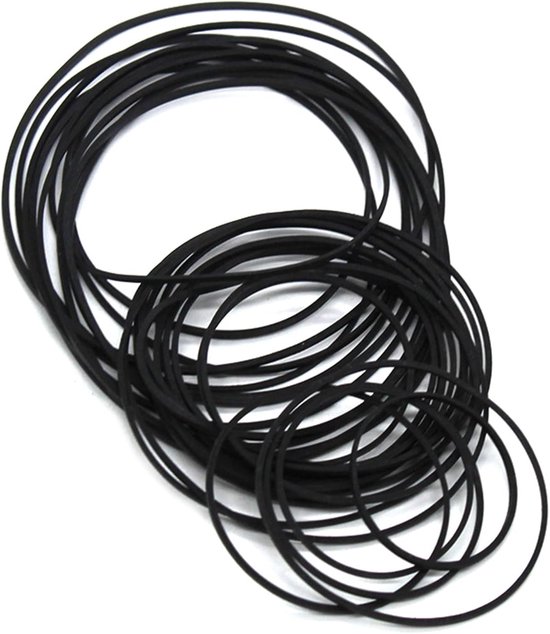 56 stuks cassette-riemen, set vierkante riemen voor cassette-deck, cassette-recorder, diameter mix 35-80 mm, aandrijfriemen voor reparatie van cd, dvd-station, zwart, 1 mm dik