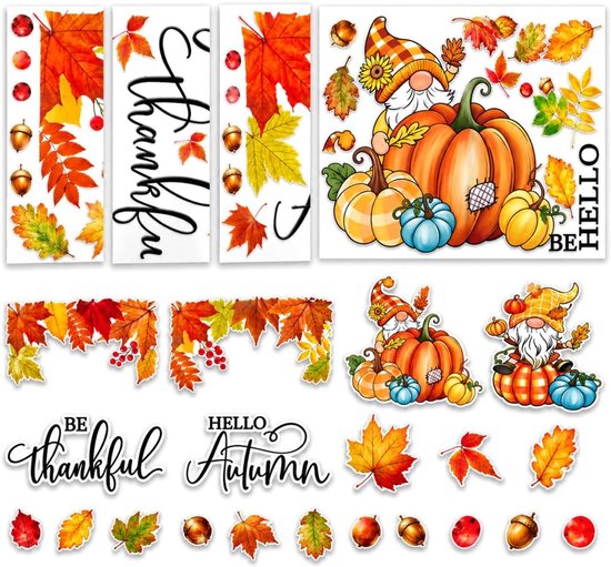 57 Stuks Herfst Raamstickers, Raamstickers Herfst Herbruikbare, Dubbelzijdig, Statische Decoratie voor Ramen/Etalages