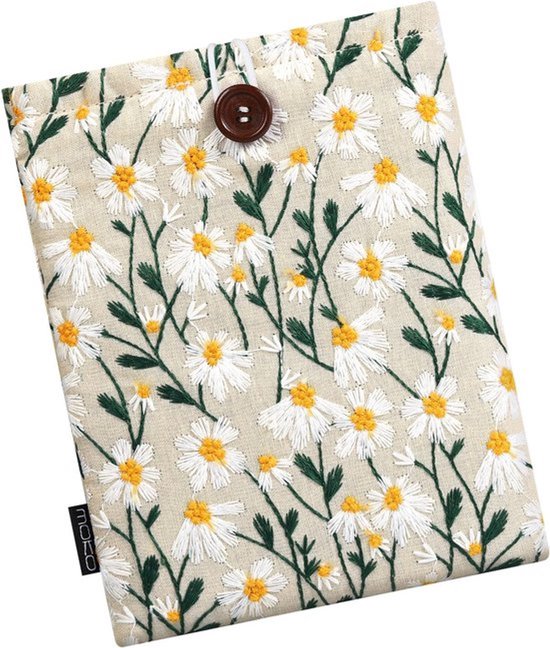 6-7 inch Daisy gevoerde hoes voor Kindle Colorsoft - Kindle Paperwhite 12e generatie 2024 - Kindle 2016-2022 - Kindle-hoes voor Oasis/Voyage/Kobo e-reader - witte madeliefjes
