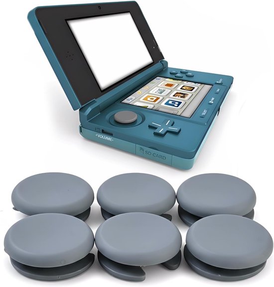 6 stuks analoge stick-doppen, compatibel met Nintendo 2DS, 3DS, 3DS XL en 3DS LL, accessoires voor analoge sticks, donkergrijs