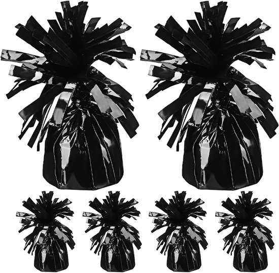 6 Stuks Balloon Zwart Met Foliometalen Randen Stabiele Luchtbellenlasten Voor Feesten Verjaardag Huwelijk Halloween Decoratie