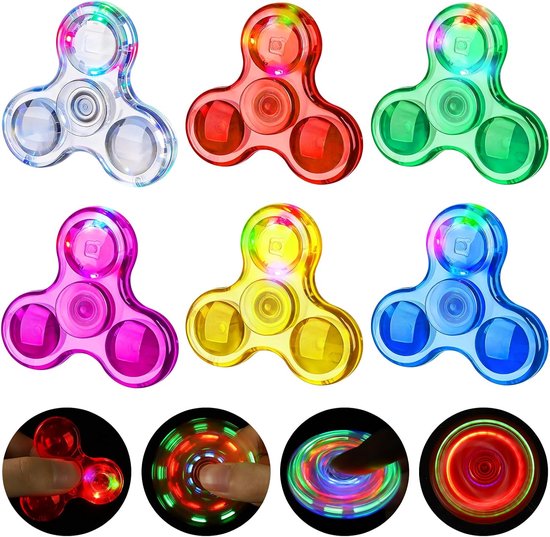 6 stuks cadeautjes voor kinderverjaardag, gastgeschenken, mini fidgetspeelgoed, afscheidscadeau voor de eerste schooldag, kleine cadeaus voor kinderen, fidget spinner, light up fidget toys, give aways