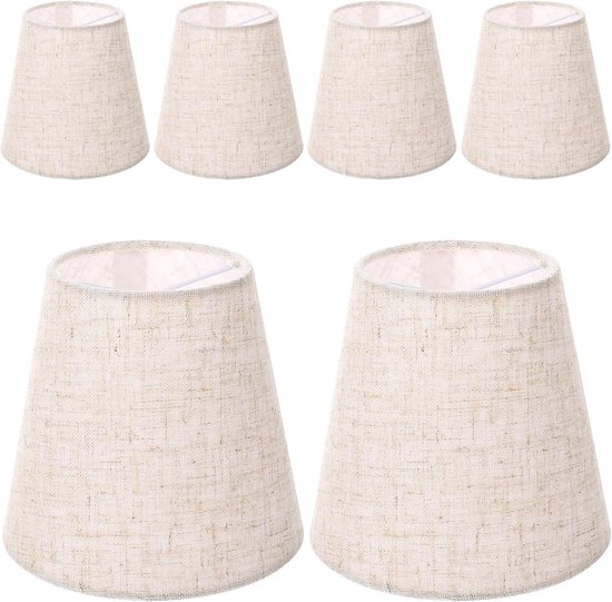 6 Stuks Clip Lampenkap Linnen Stof Cilinder Vormige Mini Lampenkappen voor Tafellamp Vervanging Fitting Geschikt voor Kinderkamer Hanglampen