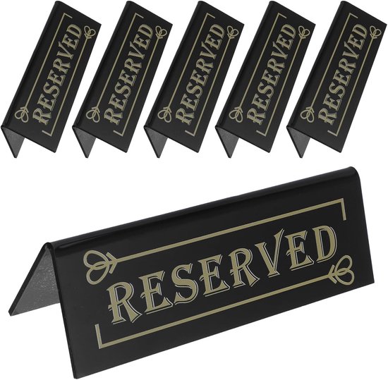 6 Stuks Delige Acryl Gereserveerde Tafelbordjes Zwart Dubbelzijdig Zichtbaar voor Bruiloften Banketten Restaurants Stevige Reserveringsborden Geschikt voor Diverse Evenementen