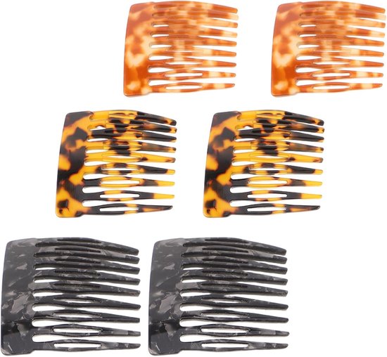 6 Stuks Delige Compacte Luipaardprint Haarkam Draagbare Zijkam voor Vrouwen Meisjes Retro Stylingtool met Dierlijke Patronen voor Dagelijks Gebruik School Kantoor