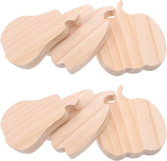 6 Stuks Delige Onbewerkte Houten Pompoenen voor Herfstdecoraties DIY Houten Ornamenten voor Thanksgiving Halloween Oogstfeesten voor Feestelijke