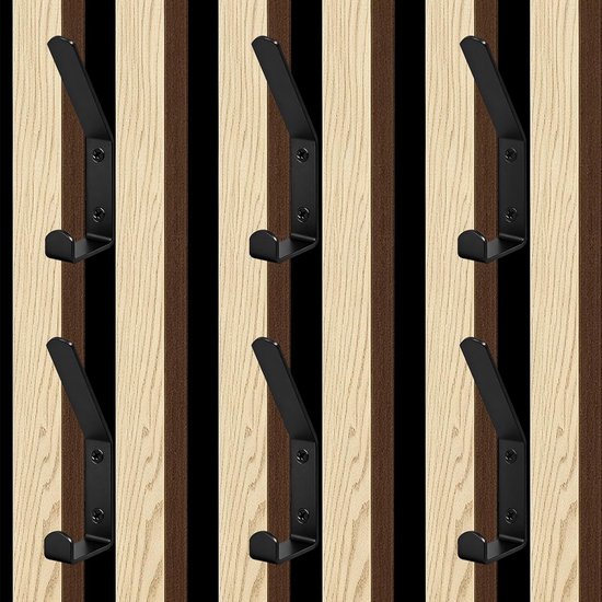 6 stuks garderobehaken, akoestische panelen, accessoires met spreidpluggen, kledinghaken voor akoestische panelen, zwarte garderobehaken, voor slaapkamer, woonkamer, badkamer, kledingkast, robuuste