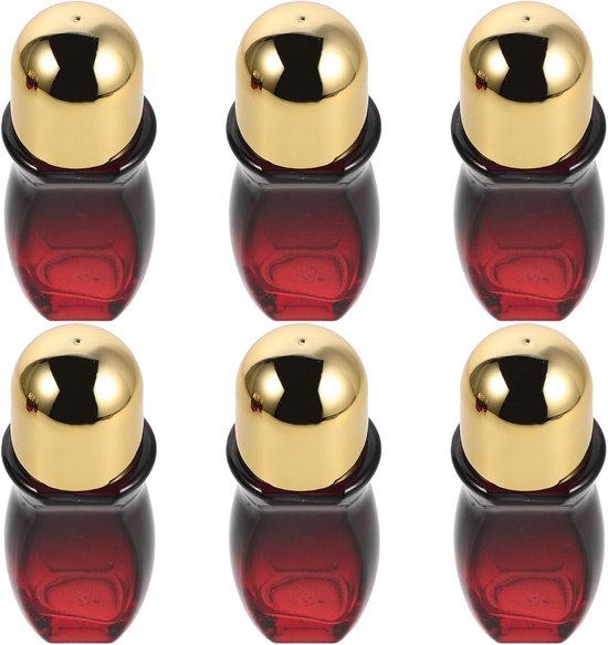6 Stuks Glazen Flessen voor Essentiële Oliën Hervulbare Aromatherapie Roller met Elegant Verloopglas Goudkleurige Dop Brede Opening voor Eenvoudig Bijvullen Gelijkmatige Dosering