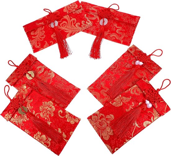 6 Stuks Huwelijkspakketten in Chinese Stijl Nieuwjaarscadeau Decoratieve Hong Bao-geld Envelop Voor Huwelijksfeest