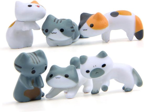 6 Stuks Katten Speelgoed Voor Binnenkatten Miniatuur Tuin Miniaturen Plastic Kattendecoratie Kinderen Vrienden Familie