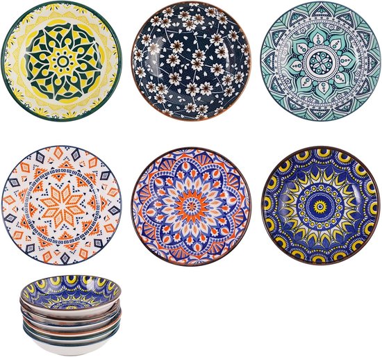 6 Stuks Keramische Dipschalen, Sojasausschaaltjes 10 cm, Kleine | Kruidenschalen, Dompelkommenset, Tapasschotels, Stapelbare Mini-sojasaus voor Thuis, in Restaurants, Kruiden en Dipsauzen