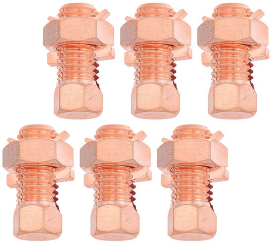 6 Stuks Koperen Split Bolt Connector voor Aardedraad Duurzame Elektrische Verbindingsklemmen zonder Gereedschap Geschikt voor Zware Belasting Betrouwbare Geleiding