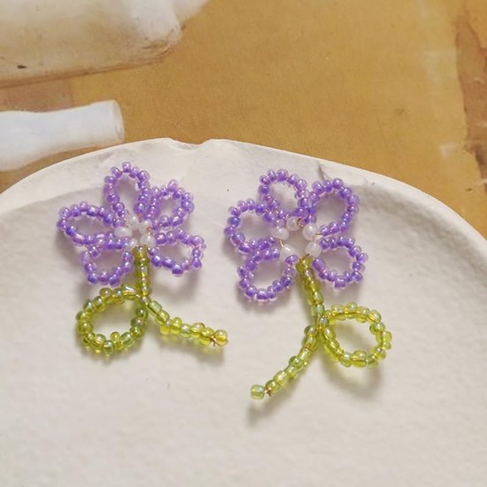 6 stuks kralen geweven kunstbloem, leuke ambachten decor accessoires voor het maken van haarclip, paars