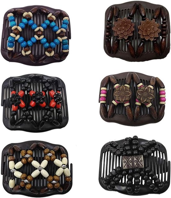 6 Stuks Kralen Kammen, Magische Elastische Haarclips, Rekbare Haarkam Dubbele Clips, Multifunctionele Haar Dubbele Clips Haarhouder voor Doe het Zelf Haarstylingstool