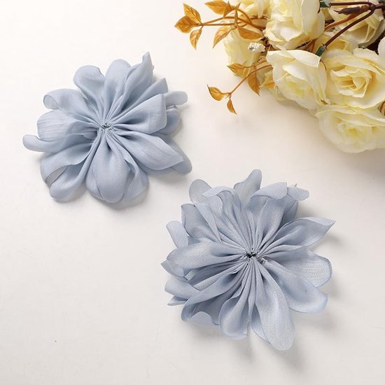 6 stuks kunstmatige bloem kleding decoratie accessoires, 11cm bloemkoppen voor het maken van haaraccessoires, lichtblauw
