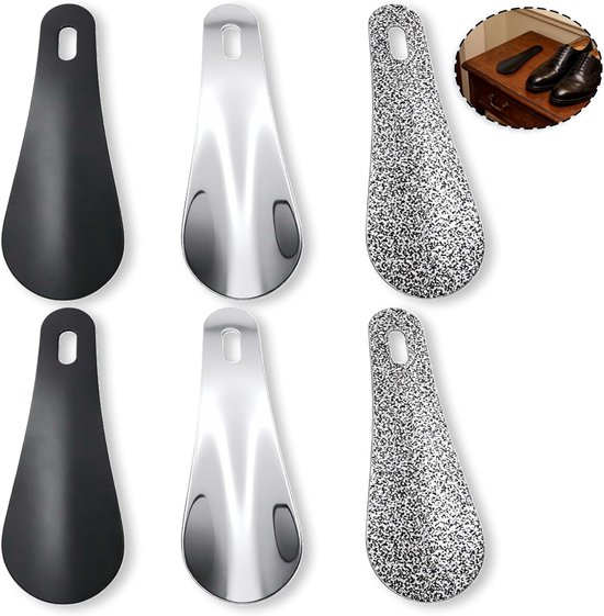 6 stuks mini-schoenlepel van metaal, 10 cm, compact en draagbaar, van roestvrij staal, voor mannen, vrouwen en senioren, ideaal voor reizen, thuis en op de camping