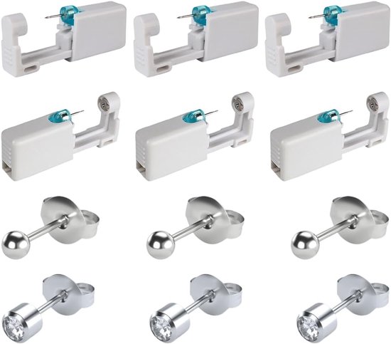 6 stuks oorpiercings, piercingpistool, wegwerp oorpiercingpistolen, piercingpistoolset, sterieel, wegwerpbaar, veiligheidsgereedschap, zelfboren, pijnloos