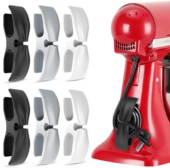 6 stuks organizer voor kabels, huishoudelijke apparaten, corduroy organizer met clip voor kabels voor keukenapparaten voor keukenkabelklemmen, stickers voor mixers, broodroosters, cooker,