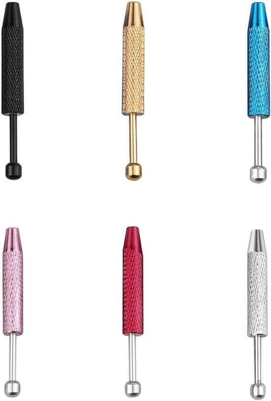 6 stuks piercing kogelopdraaier set aluminium 4 klauwen grijper piercing tang voor kogels piercing tool wisselhulp kogelhouder gereedschap voor sieraden A B E F H specificatie precisiehouder kort