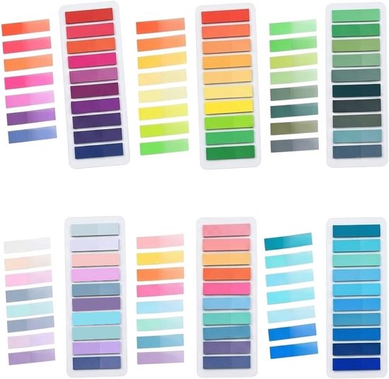6 Stuks Plakbare Indexlabels 1200 Vellen, 6 Kleuren, Beschrijfbare en Verplaatsbare Indextabs, Bladwijzers voor Boeken, Documenten, School, Kantoor en Dagelijkse Organisatie