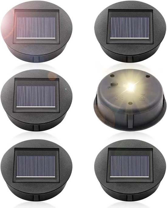 6 stuks reserveonderdelen op zonne-energie, 8 cm, vervangende solarlampen met ledlampen, waterdicht, zonneverlichting, zonnepaneel, reserveonderdeel voor zonnelamp, tuin, buiten, doe-het-zelf