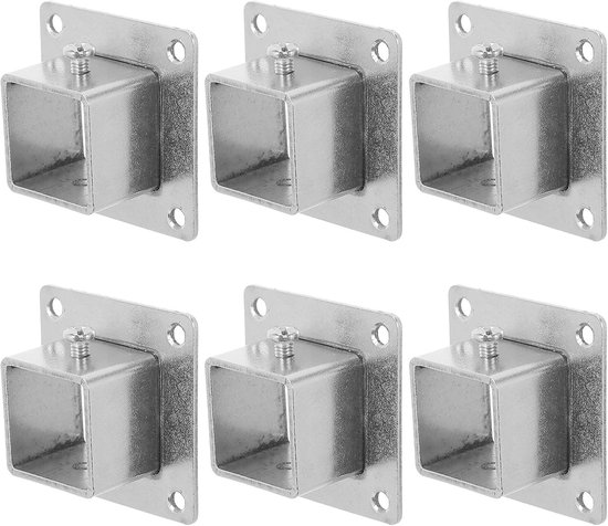 6 Stuks Rvs Vierkante Paalvoet Met Schroeven Stevige Trapleuningpaalvoet Metalen Hekpaalanker voor Balkon Tuin Universele Deck Fence Connector Base