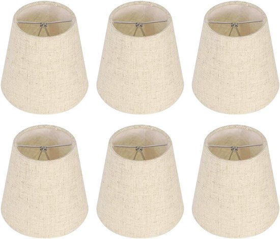 6 Stuks Scandinavische Stijl E14 Kroonluchter Lampenkap Stoffen Wandlampafdekking Accessoire voor Huisdecoratie in Vlaskleur 6 Stuks voor Slaapkamer Woonkamer Hotel Studio