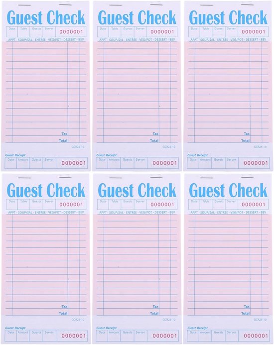 6 Stuks Server Guest Check Pads met Per Notitieboekje Rood Betrouwbare Papieren Restaurant Orderboeken voor Serveersters Gastenchecks Ticketboeken voor Continue Service