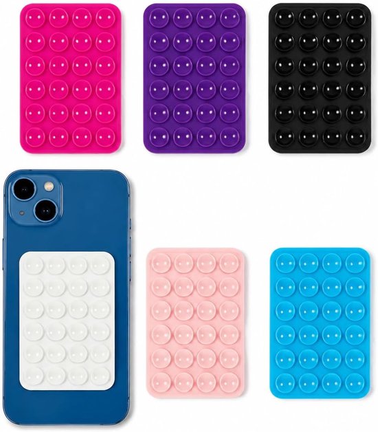 6 stuks siliconen telefoonhouder met zuignap, dubbelzijdig, handsfree, kleverige zuignap, telefoonhoes voor selfies en video's, universele zuignappen, telefoonhouder voor alle mobiele telefoonmodellen