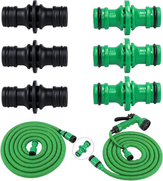 6 stuks slangkoppeling 1/2 inch, tuinslangverbinder, dubbelzijdig, slangverbinding, snelkoppeling voor verlenging voor tuinbewustzijn en bewustzijnssystemen