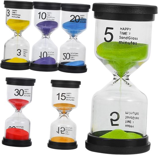 6 Stuks Timer Voor Bureau Zandklok Decoratie Zandloper Aftellen Peuter Voor Kinderen Zintuiglijke Strandaccessoires Decoratie Binnen Timer Minuten Timer Spel Timers Bureau Timer