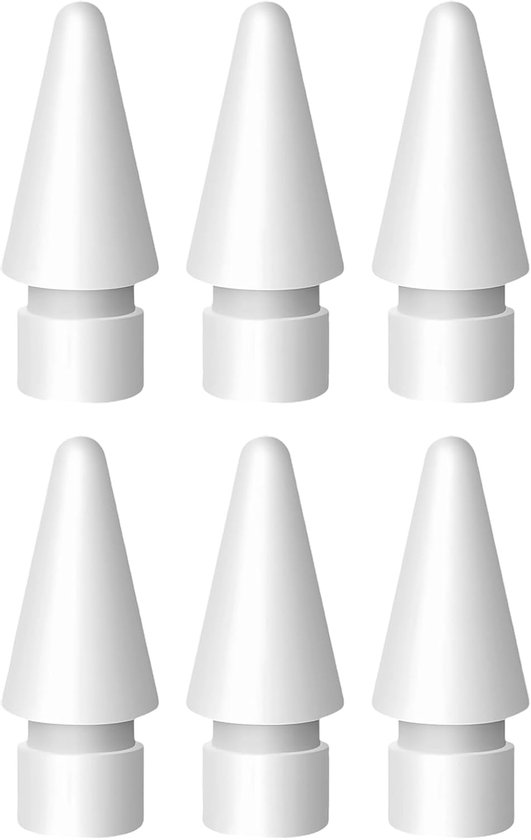 6 stuks tip voor 2e generatie, reserve penpunten stylus pen tips zeer gevoelig nauwkeurig slijtvast zacht en hard nauwkeurige controle compatibel 1e & 2e generatie origineel, wit