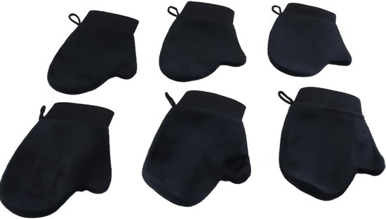 6 stuks ultrazachte zelfbruinende handschoen met dubbelzijdige applicator, zelfbruiner voor mousse, lotion, crème (zwart)