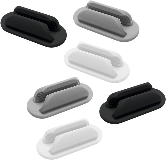 6 stuks wandgemonteerde pennenhouder, zelfklevende pennenhouder voor bureaus, bureau, koelkast, whiteboard, zwart, wit, grijs