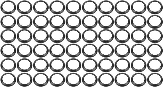 60 stuks 15 mm siliconen afstandhouders (zwarte ringen) voor hengelgrepen.