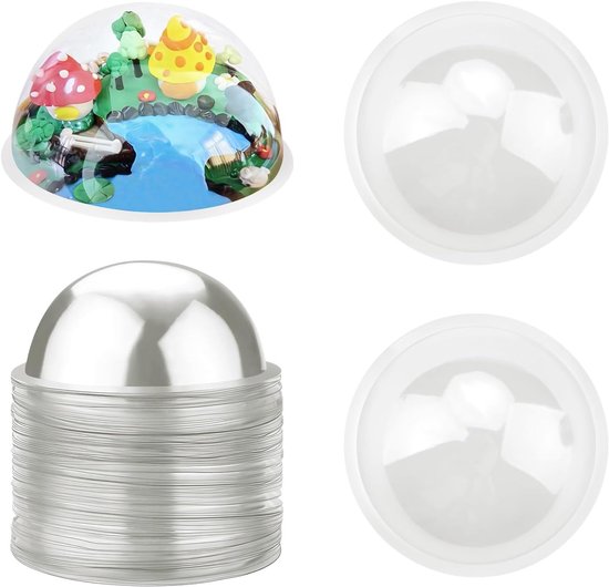 60 stuks 8,9 cm doorzichtige plastic koepel voor knutselwerk, handgemaakte halve bol snoepkoepel, transparante halve bol snoephouder deksel voor shaker wenskaart maken papier doe-het-zelf