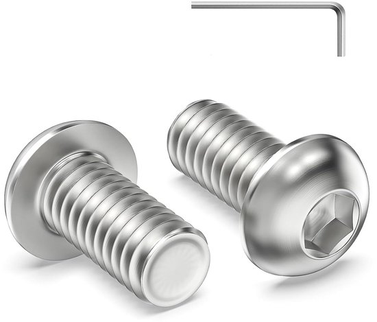 60 stuks M6 x 12 mm lenskopschroeven, binnenzeskant, platte kopschroeven, M6 roestvrijstalen schroeven, volledige schroefdraad, halfronde kopschroeven met binnenzeskantsluiting