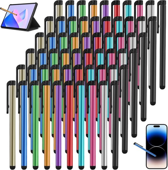 60 stuks tablet- en flipchartpennen voor mobiele telefoons, touchpens, touchscreens voor tablets, iPad, Samsung Galaxy, Apple pen