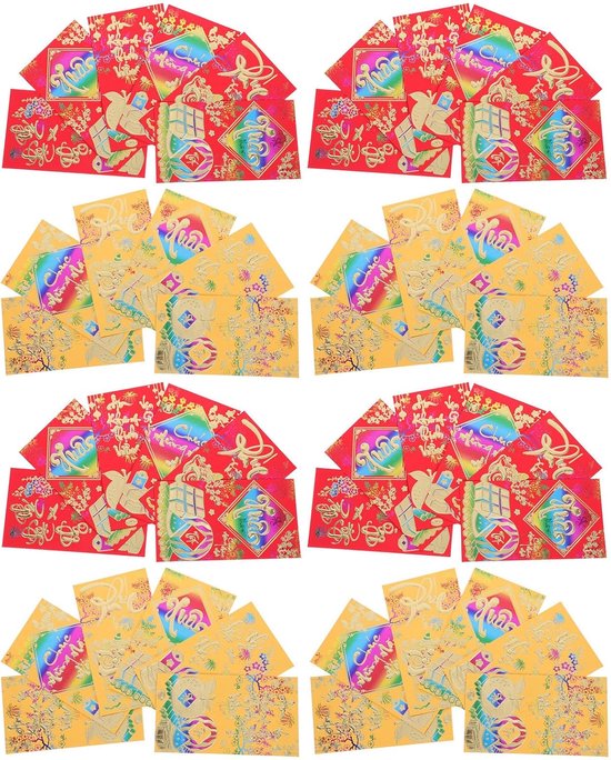 60 Stuks Vietnamese Enveloppen Grote Lange Geldzakken met Traditionele Geluksmotieven Stevig Geschikt voor Lentefestival Bruiloften Verjaardagen