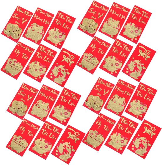 60 Stuks Vietnamese Lunar Year Envelopes Lucky Money Packets With Goat Year Design Festive Money Bags For Spring Festival And Celebrations Meerdere stijlen