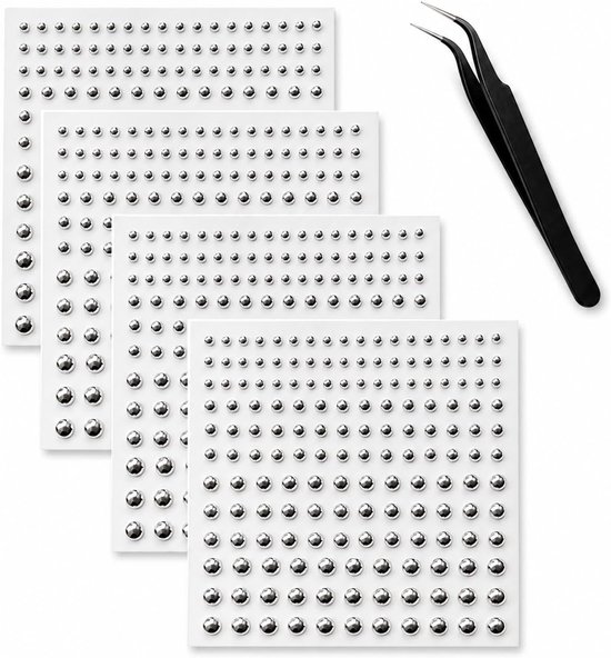 600 Stuks Fake Lip- en Wenkbrauwpiercings, Nep Neuspiercings met Steentjes (3-6 mm) en Pincet, Pijnloze Sieraden voor Feestjes