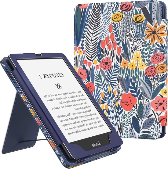 6.8" Kindle Paperwhite Shell Cover Case Blue Leaf Flower Design Auto-Wake/Sleep van Fintie