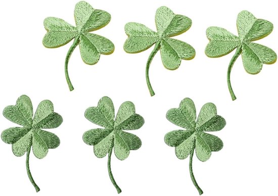 6stuks Groen Borduurpatches Vierbladige Klaver Applicaties Voor Kleding Tassen Creatieve Projecten