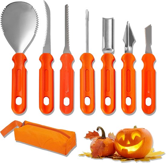 7 stuks Halloween pompoen snijset, doe-het-zelf Halloween pompoen snijset
