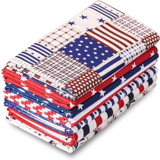7 stuks Star Stripe Serie Patchwork stoffen pakket katoen 50 x 50 cm katoenen stoffen stoffenbundel stofpakket stoffreste naaistoffen DIY knutselen naaien quilten katoenen doek Star Stripe