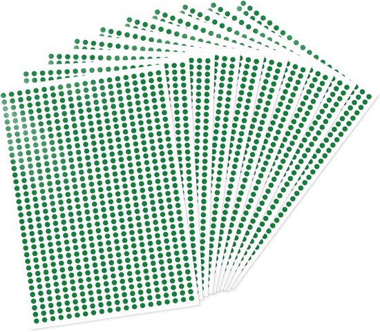 7000 stuks groene stippenstickers, 6,3 mm, ronde vinyl-plakstippen, zelfklevende etiketten, markeringspunten voor kleurcodering