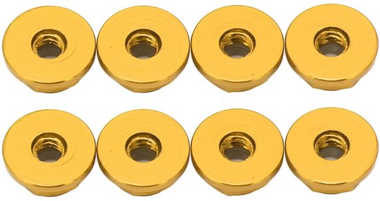 8 Stuks 1/24 M2 Anti Losse Moer Aluminium Flens Nylon Voering Anti Losse M2 Hex Zelfborgende Moeren voor Axiaal voor SCX24 (Gold)